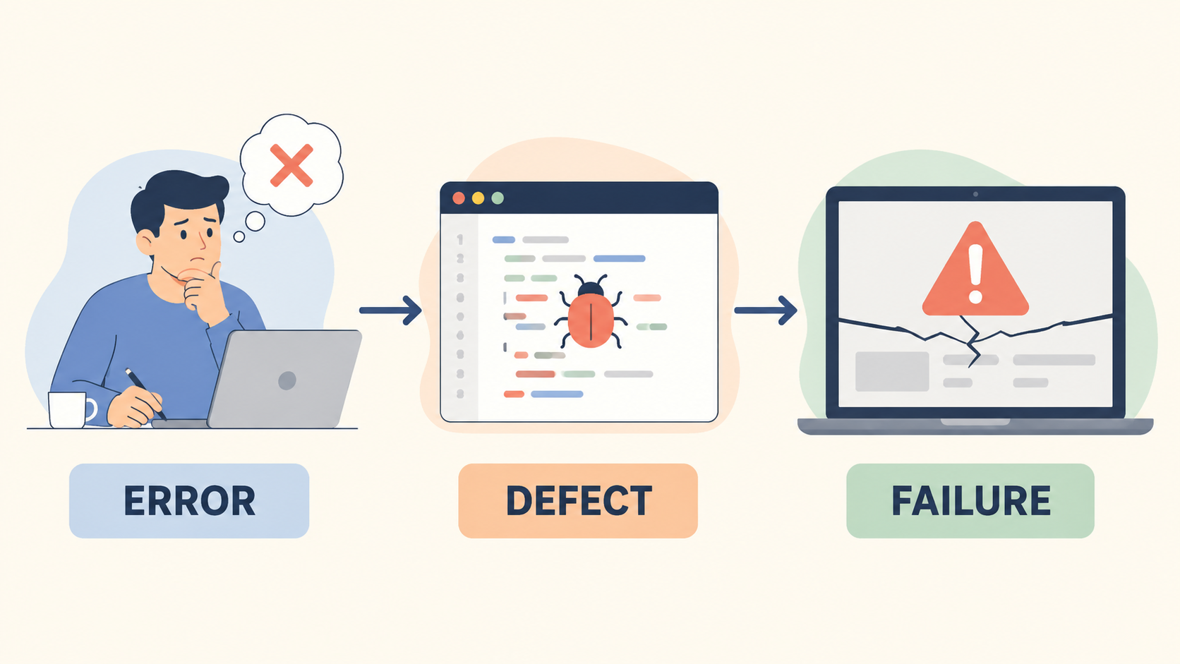 Error, Defect và Failure trong Testing khác nhau thế nào?