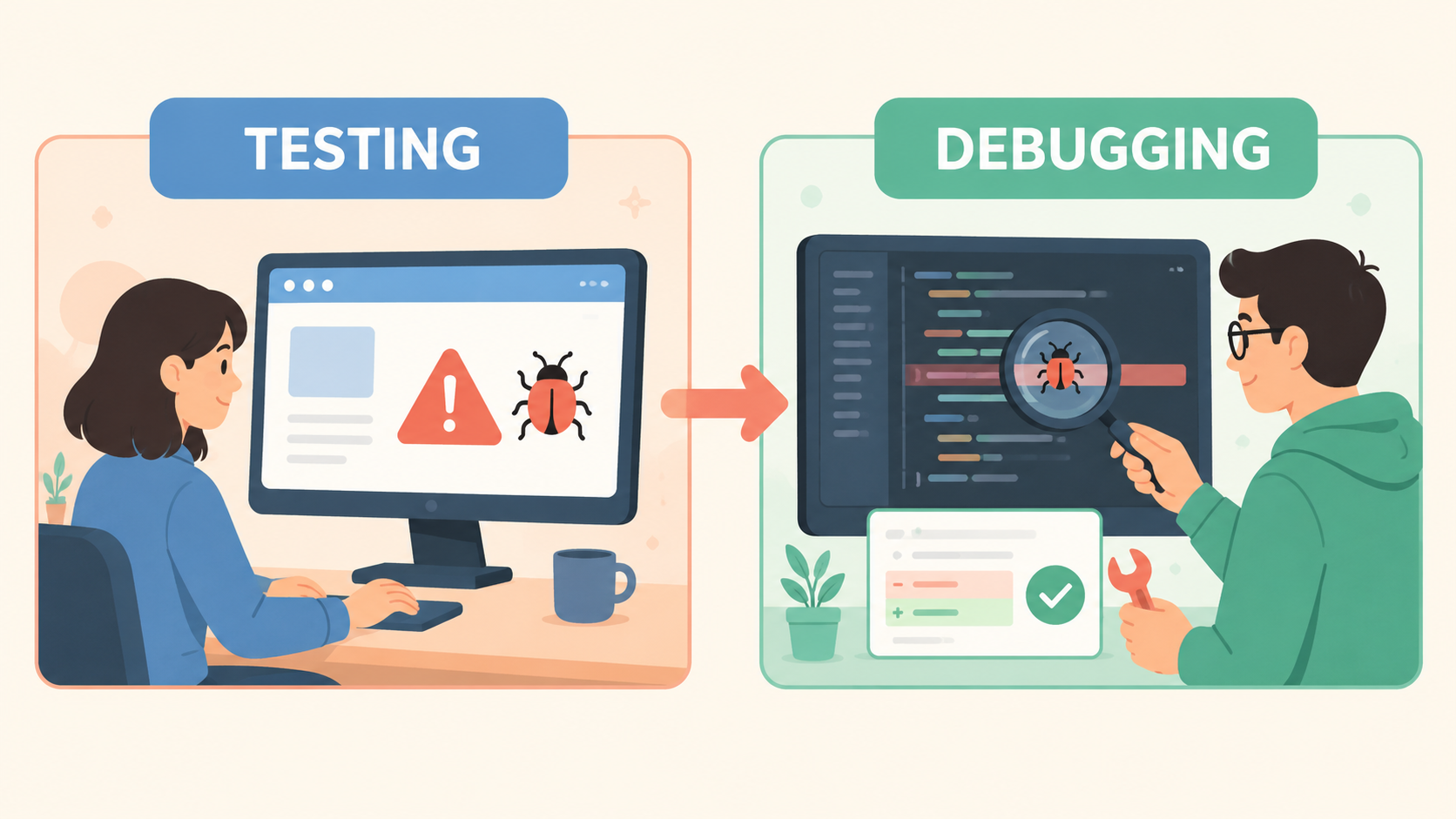 Testing và Debugging khác nhau thế nào?